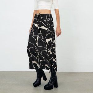 Zara PRINTED MIDI SKIRT | XS